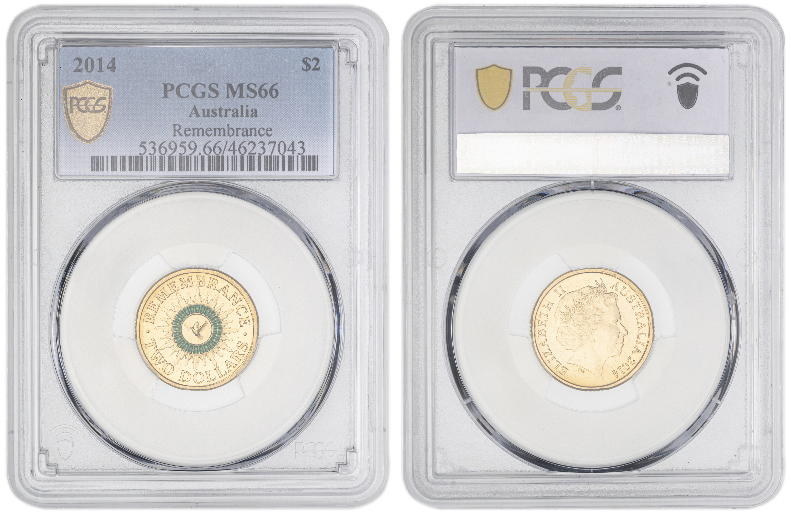 401 · Elizabeth II, Remembrance - Colorized , Two Dollar, 2014, PCGS MS66