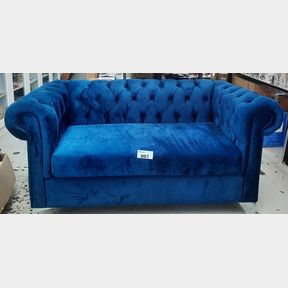 CUSTOM FURNITURE - BLUE VELVET - 2 SEATER