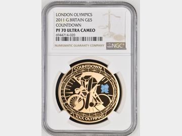2011 LONDON OLYMPICS PROOF GOLD 5 POUND PF70 UCAM TOP POP!