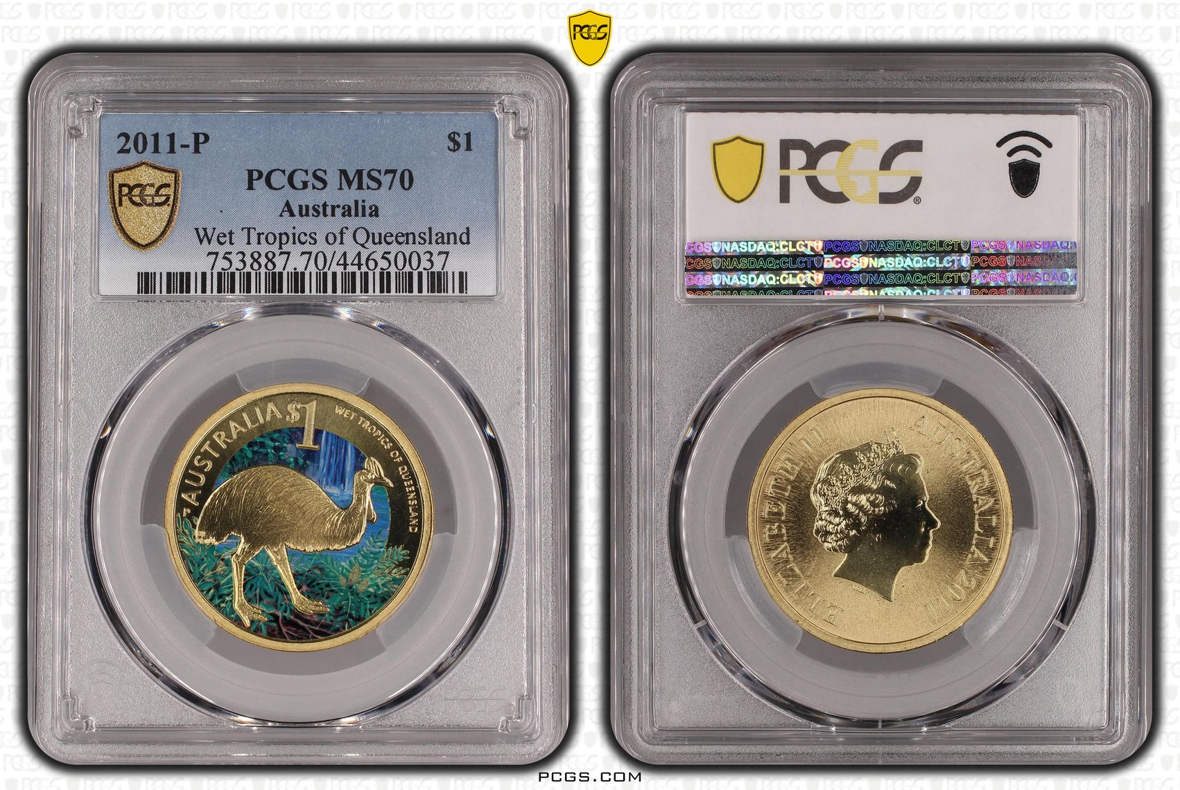 2011-P Australia One Dollar, $1 Wet Tropics of Queensland PCGS - MS70 POP 1/0 -037