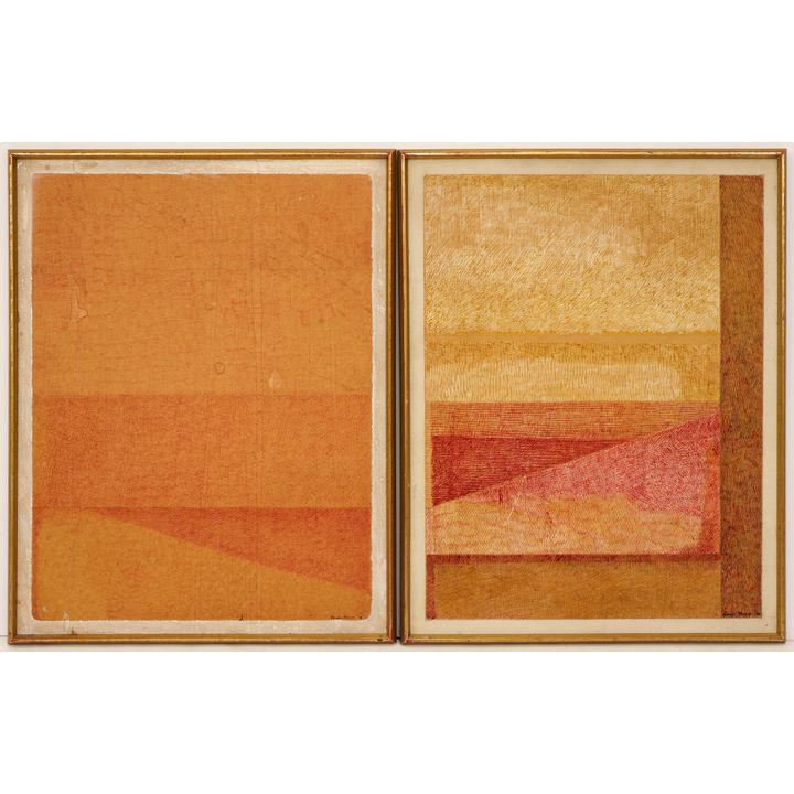 2pc Louise Bunce ''Untitled'' (Abstractions) 1972 Tempera