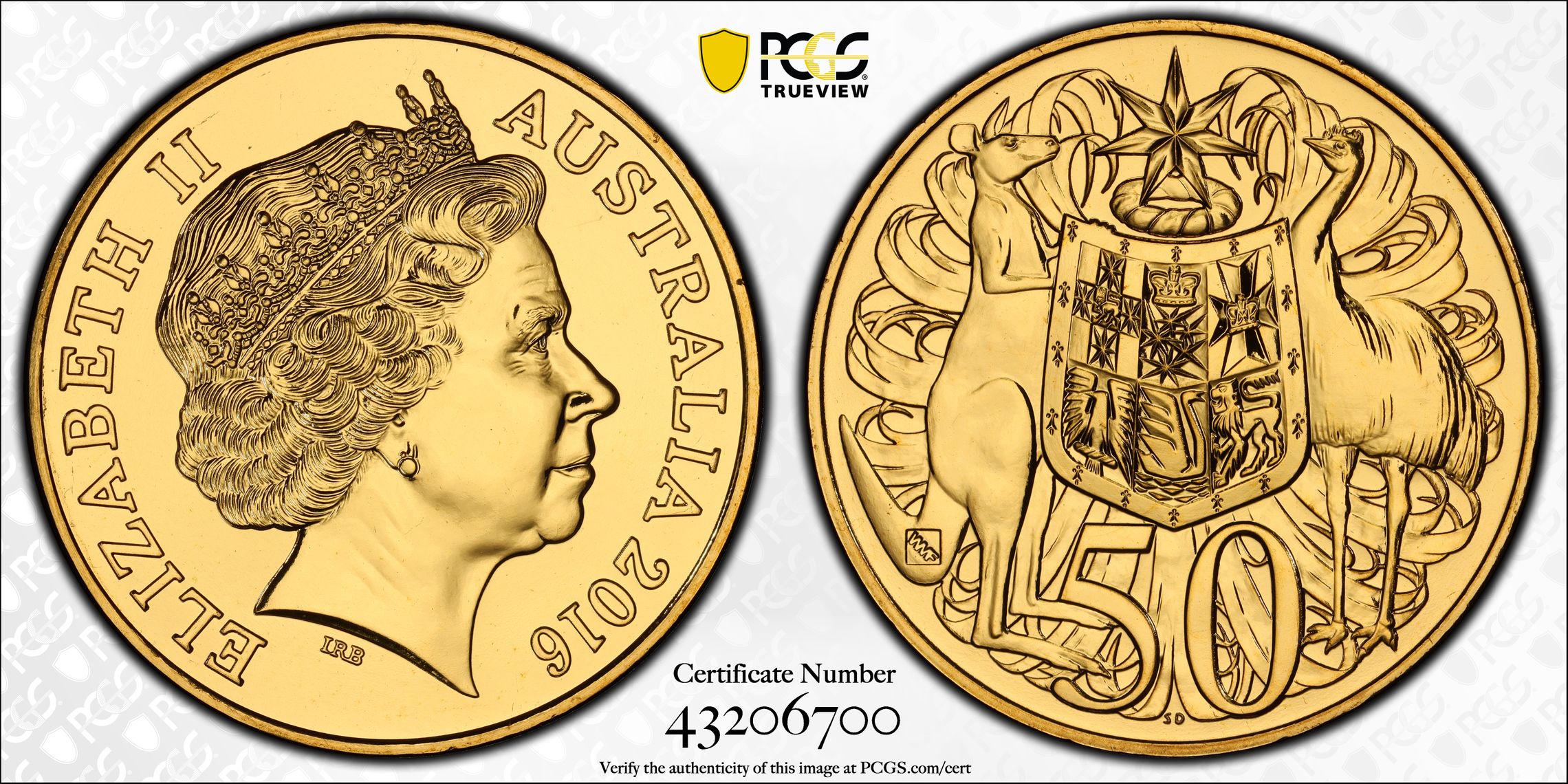 WMF Privy - Gold Plated, Fifty Cent, 2016, PCGS MS 69