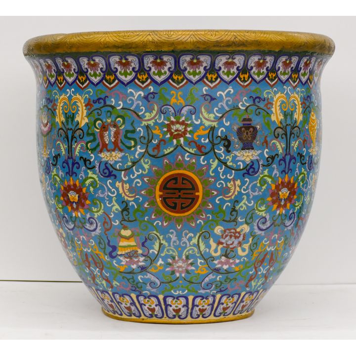 Large Chinese Cloisonne Fish Bowl on Stand 32''x19''