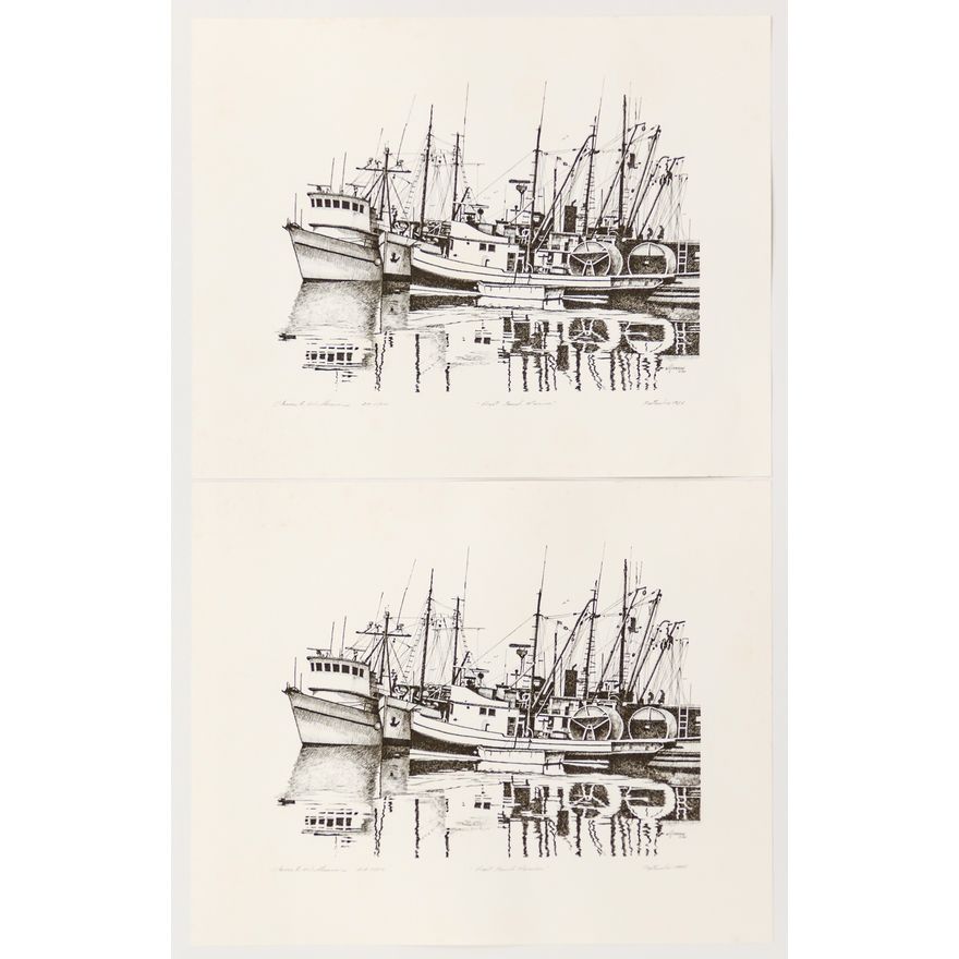 Pair James R Williamson ''Puget Sound Marina'' S/N 1985 Prints