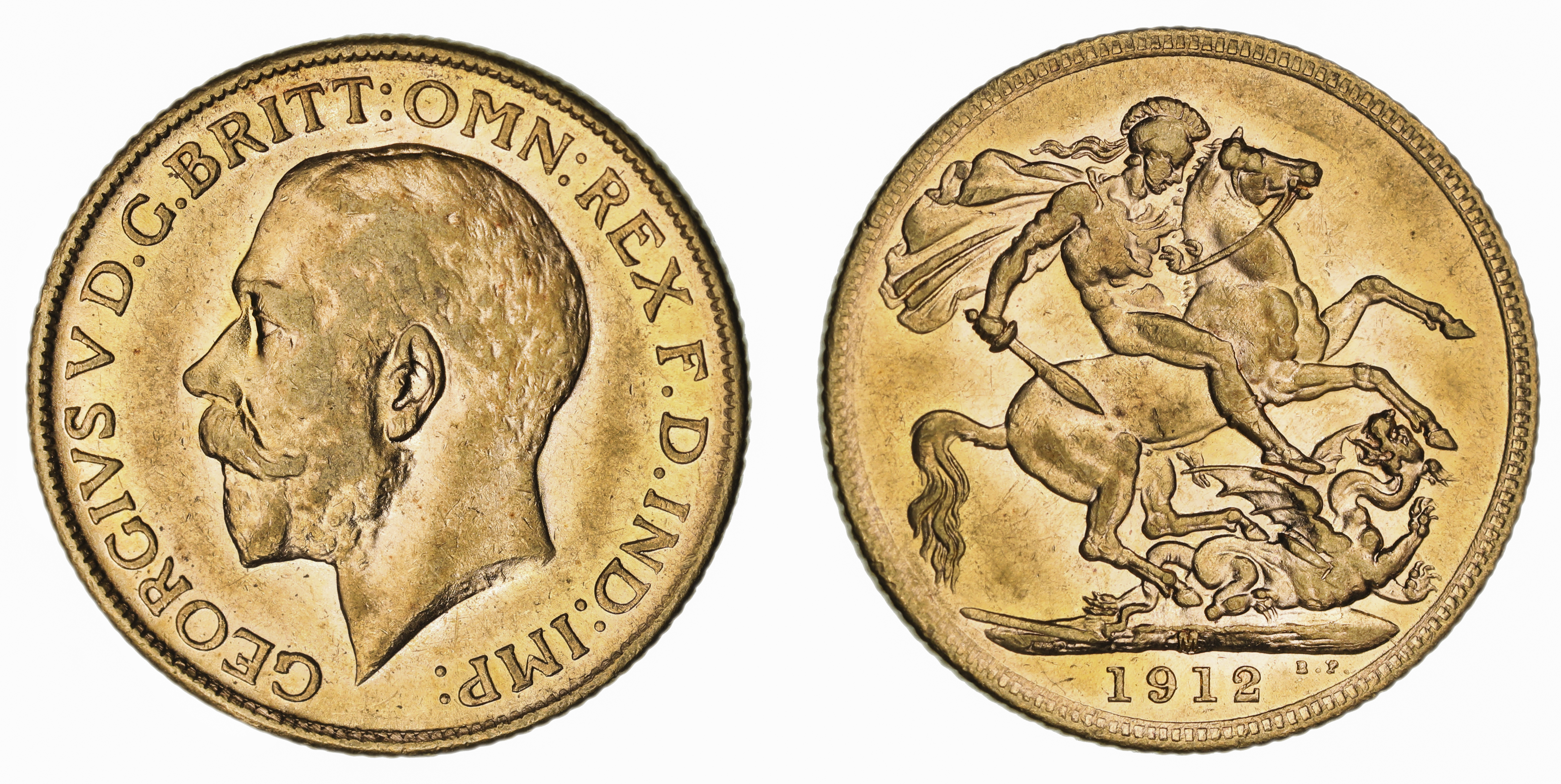 George V, St. George Reverse - Melbourne Mint, Sovereign, 1912, EF