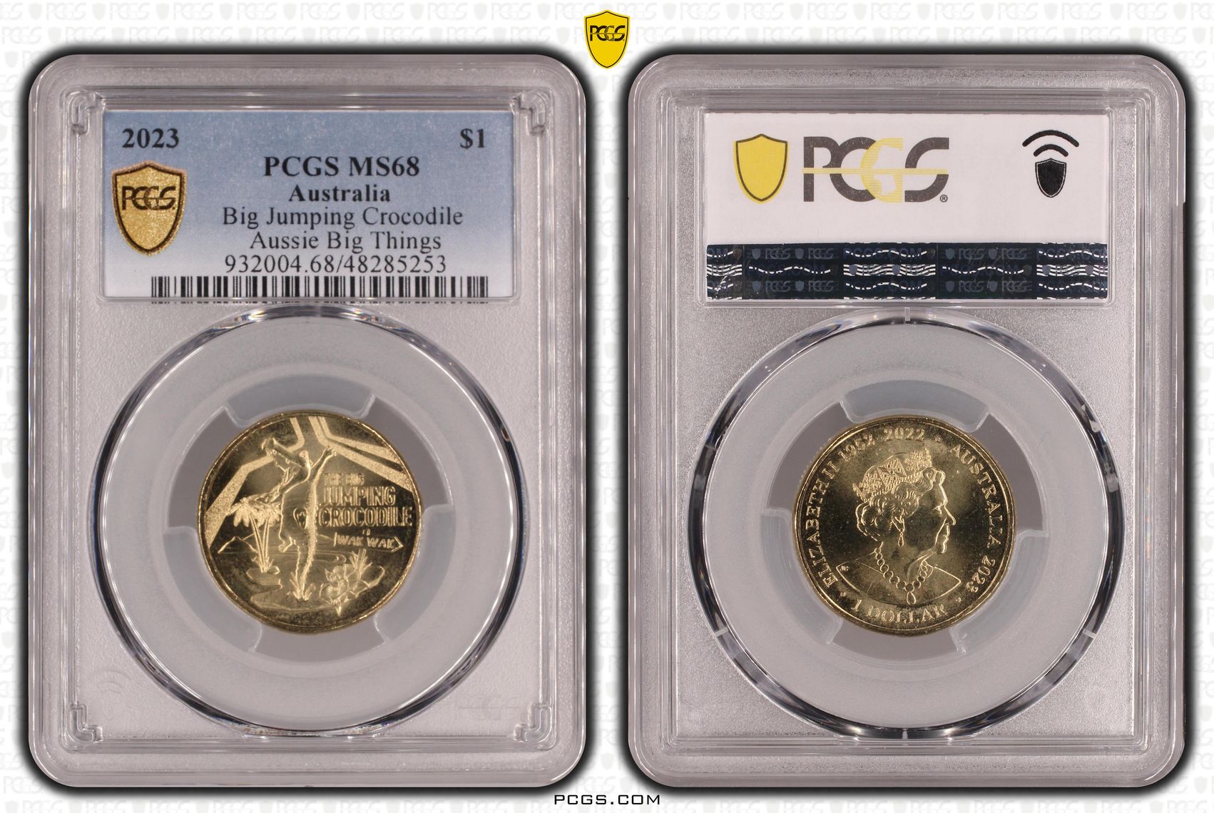 299 · Elizabeth II, Big Jumping Crocodile Aussie Big Things  POP 2/0, One Dollar, 2023, PCGS MS68