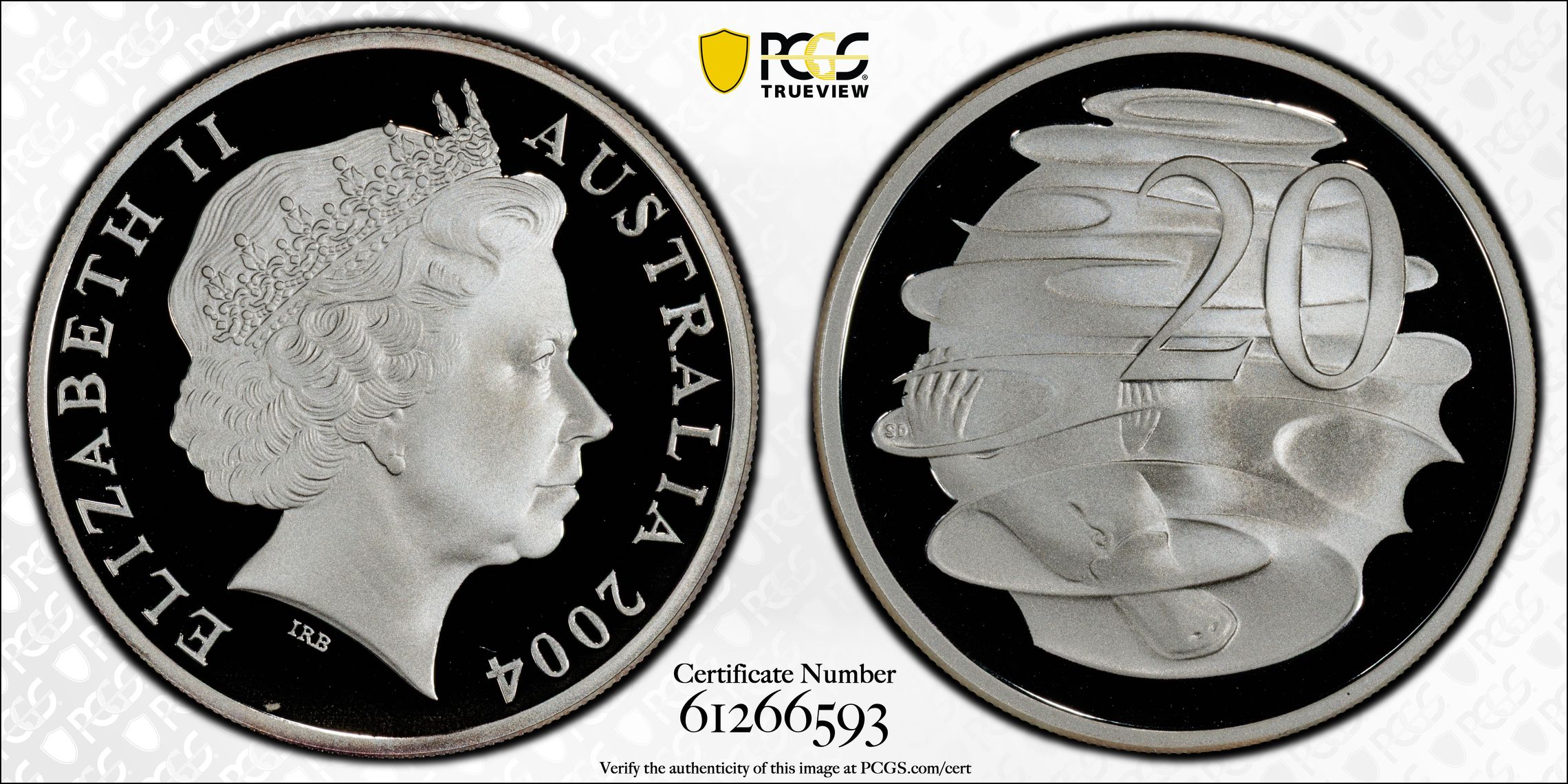 Silver, Twenty Cent, 2004, PCGS PR69DCAM