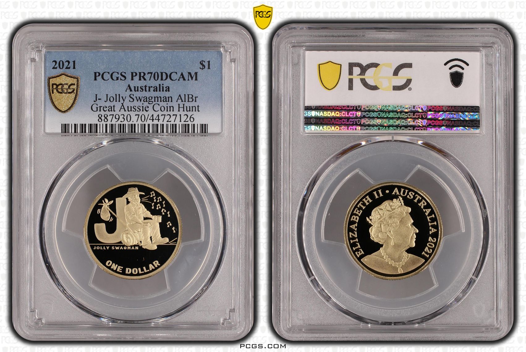 2021 Australia One Dollar, $1 J- Jolly Swagman AlBr PCGS - PR70DCAM POP 11/0 -126