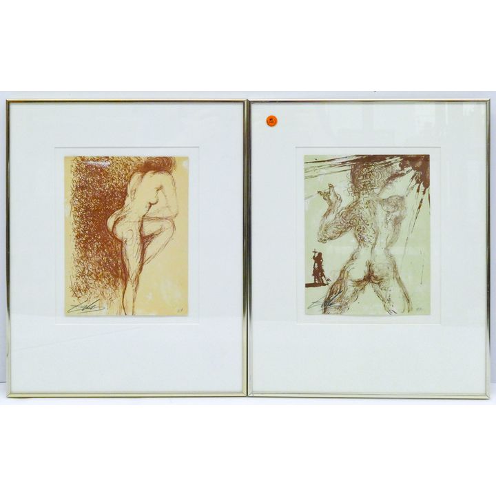 2pc After Salvador Dali ''Nude Suite'' S/N Lithographs Framed