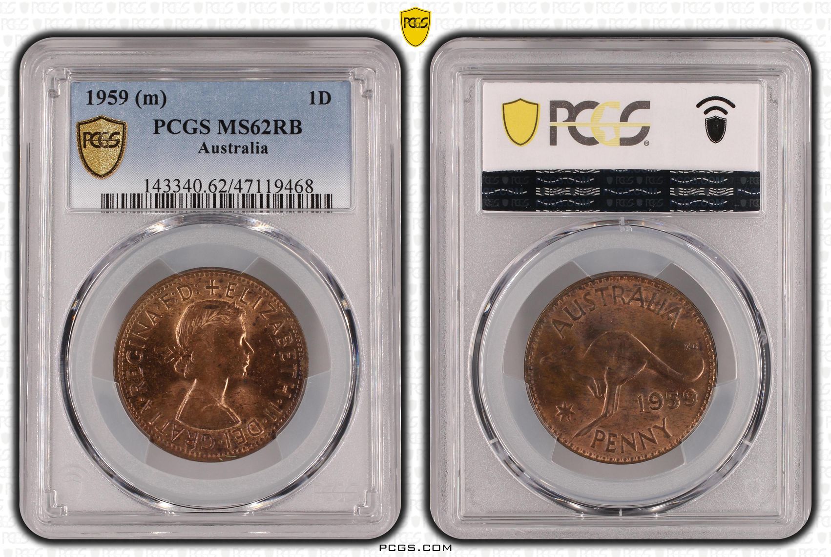 Elizabeth II, Penny, 1959, PCGS MS62RB