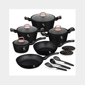 Berlinger Haus 15 Piece Ultra Non Stick Coating Cookware Set Black Rose |