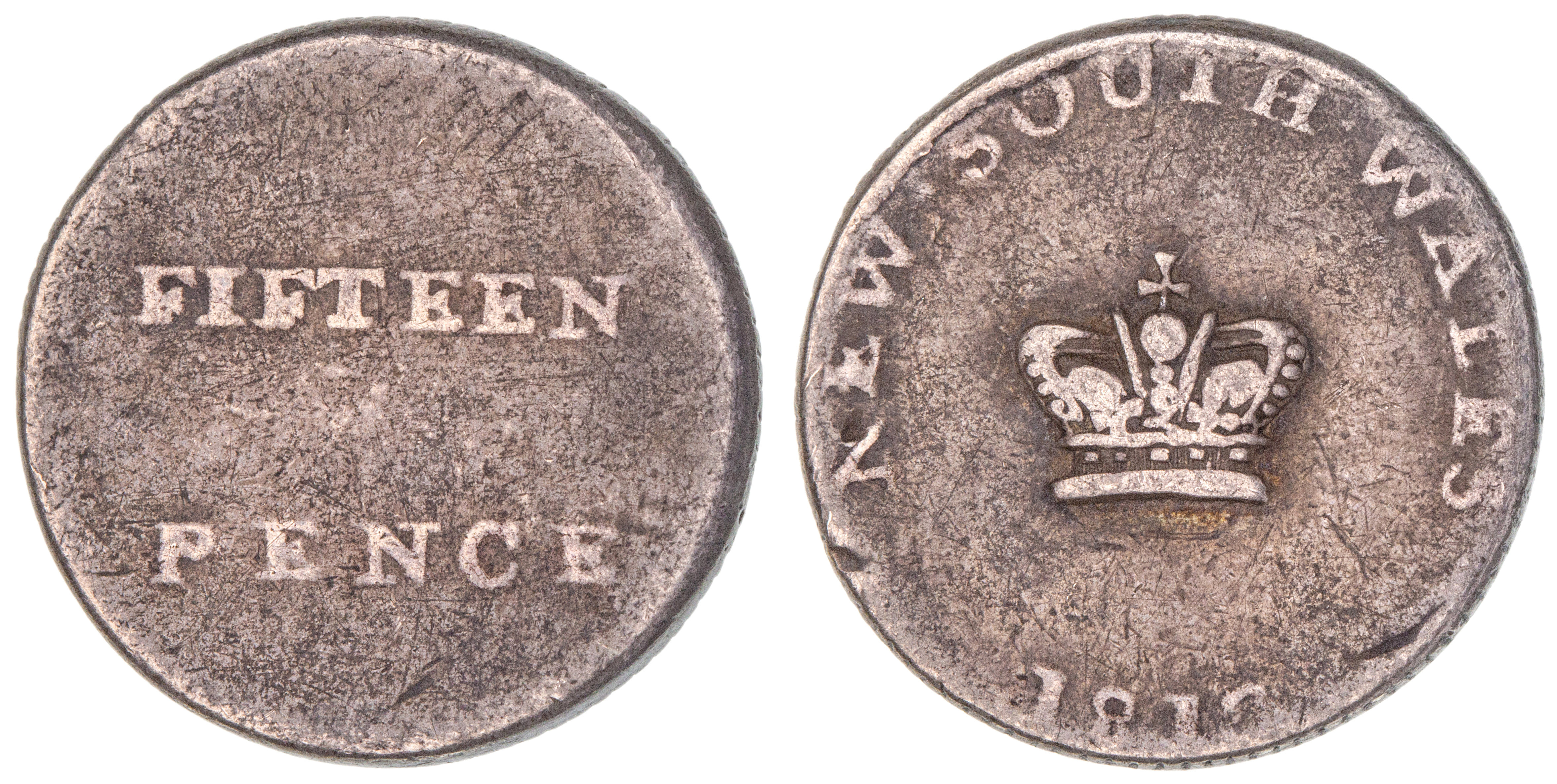 New South Wales, Fifteen Pence or Dump, 1813, Fine