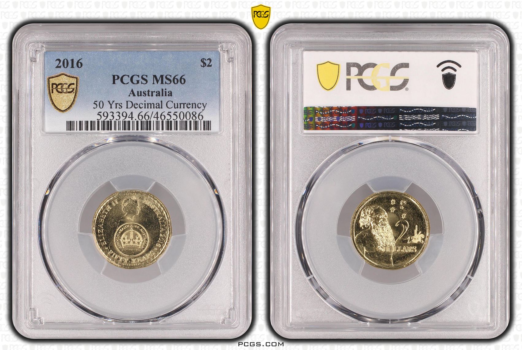Elizabeth II, 50 Yrs Decimal Currency, Two Dollar, 2016, PCGS MS66