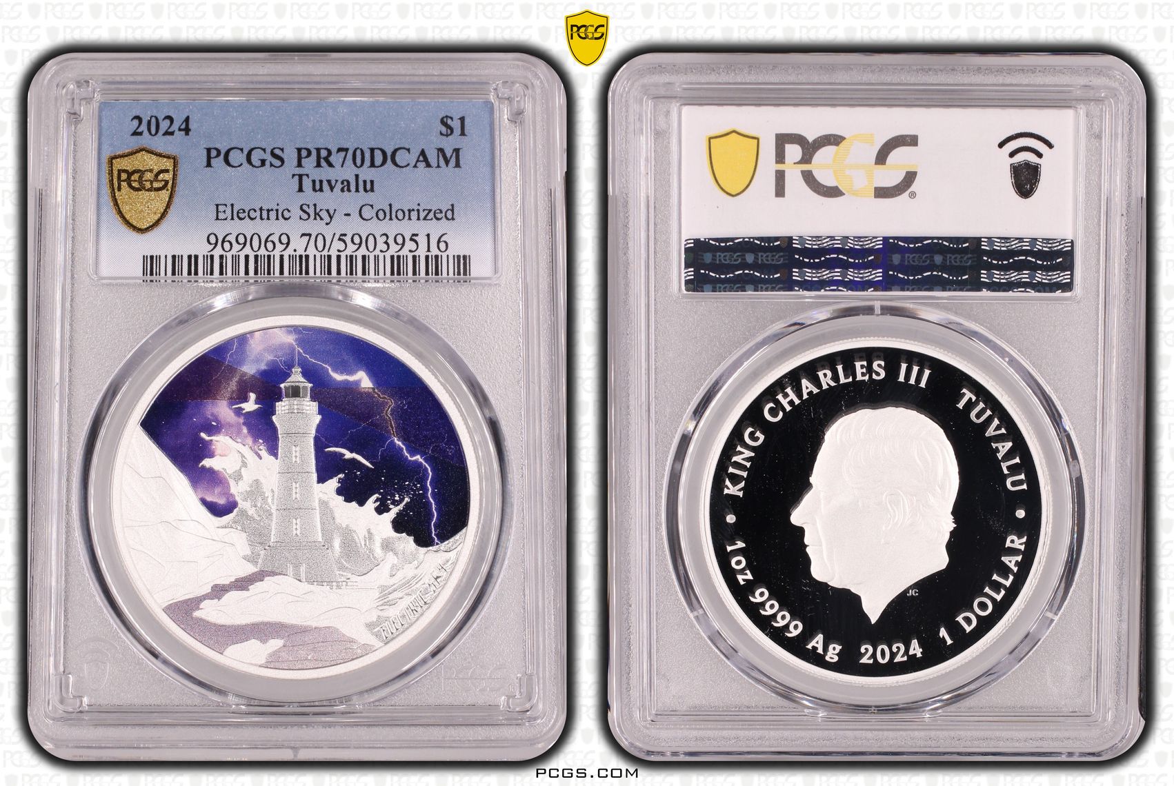 Tuvalu, Electric Sky - Colorized, POP 4/0, One Dollar, 2024, PCGS PR70DCAM
