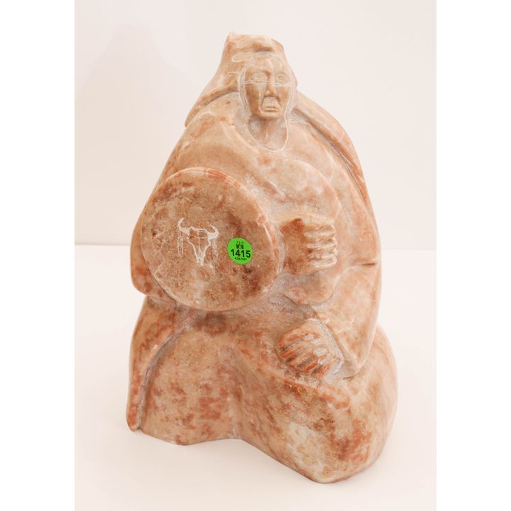 Southwest Carved Alabaster Indian Warrior Statue- 13''