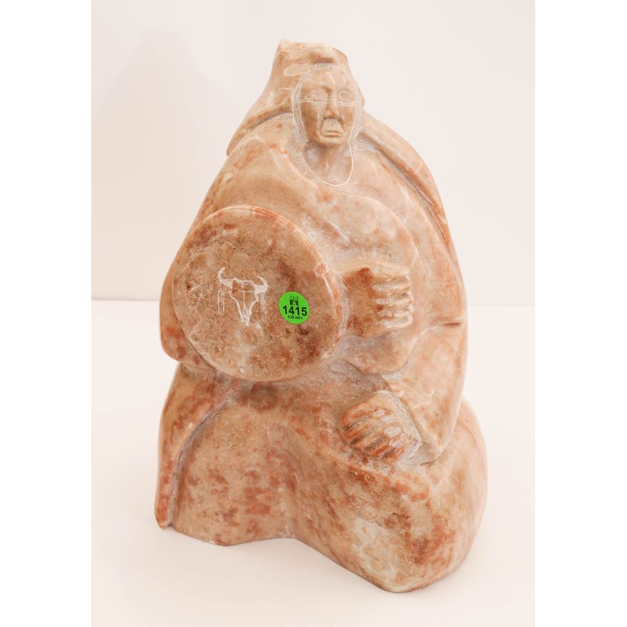 Southwest Carved Alabaster Indian Warrior Statue- 13''