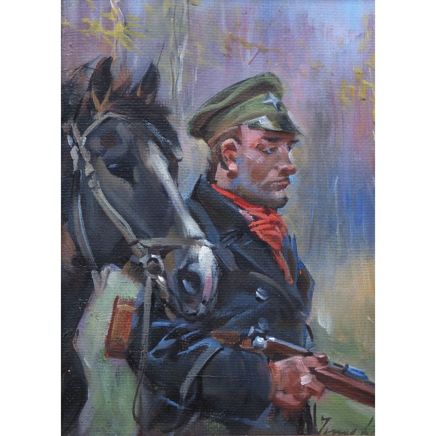 Jerzy Kossak | Żołnierz z koniem