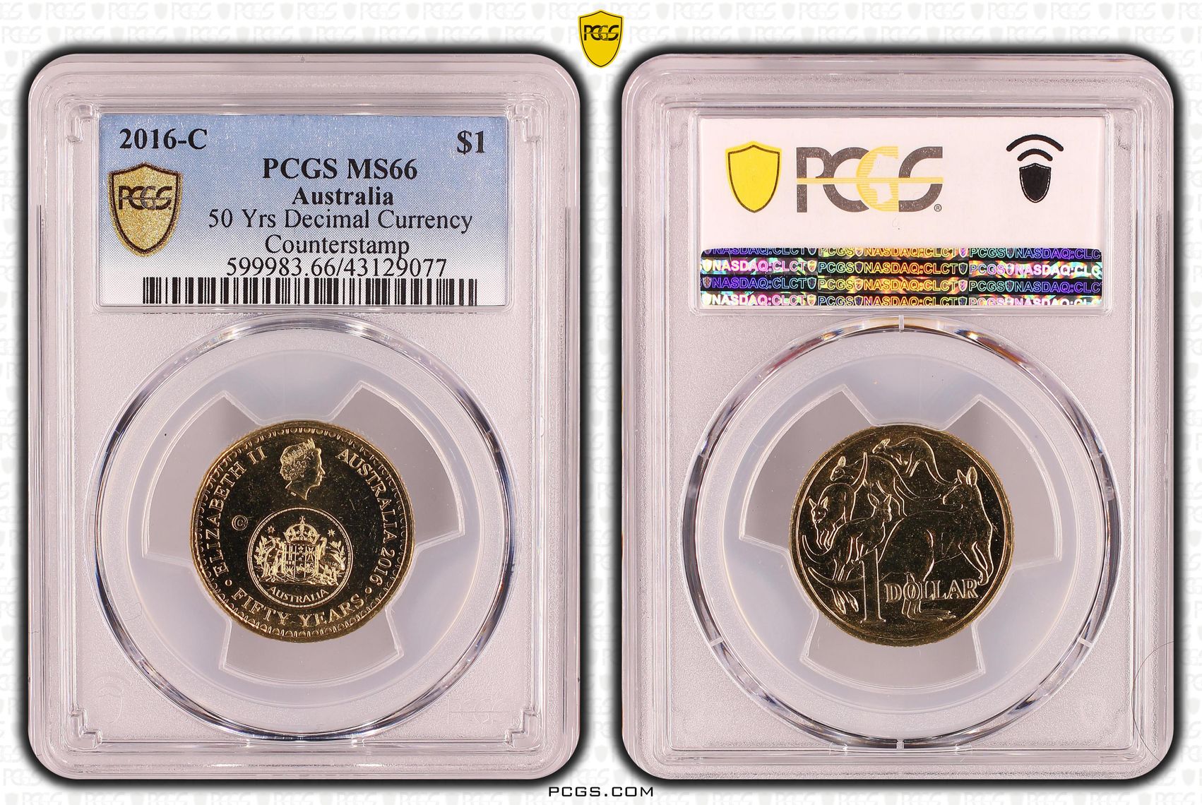 492 · 50 Yrs Decimal Currency, One Dollar, 2016-C, PCGS MS66
