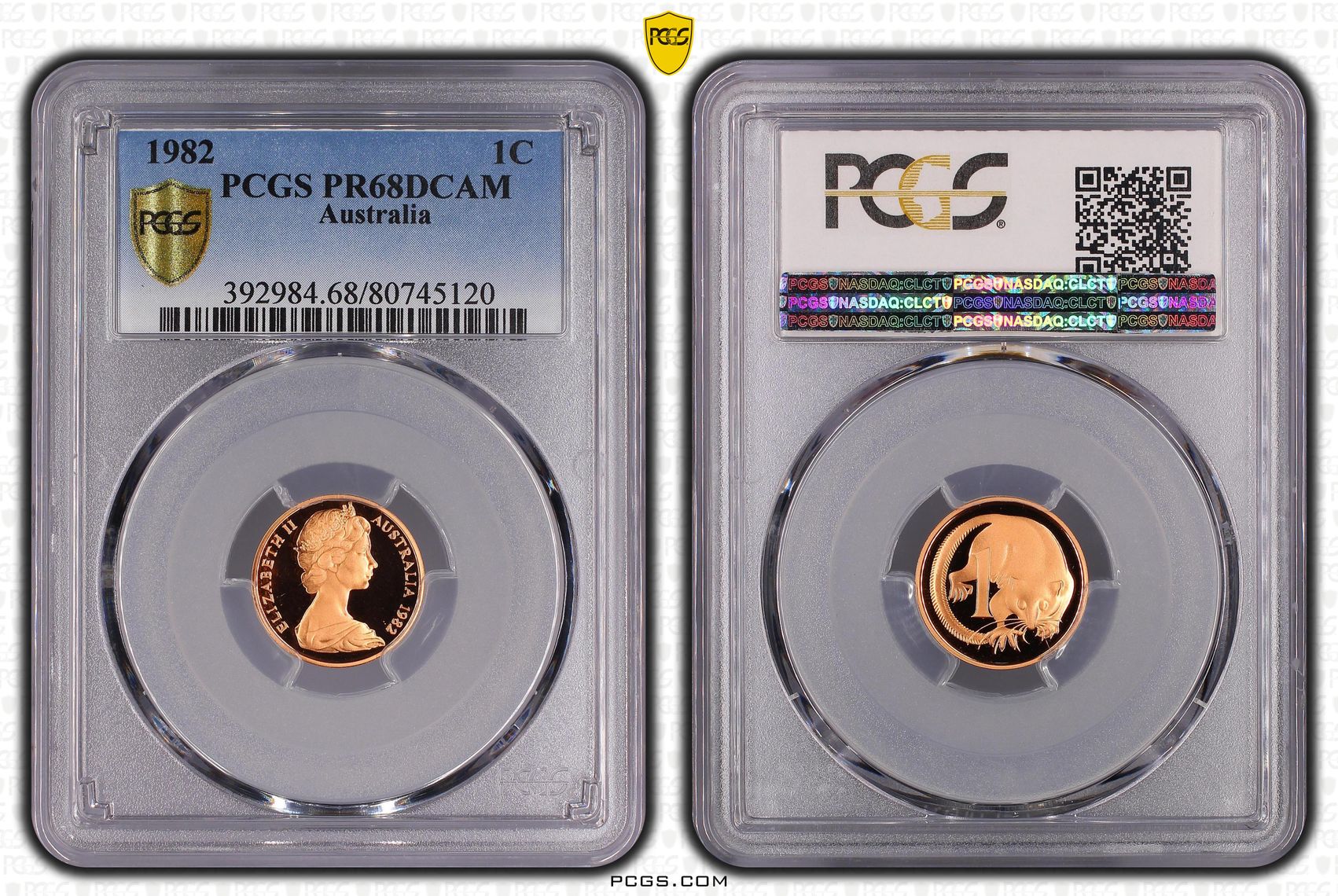 One Cent, 1982, Pcgs Pr68dcam