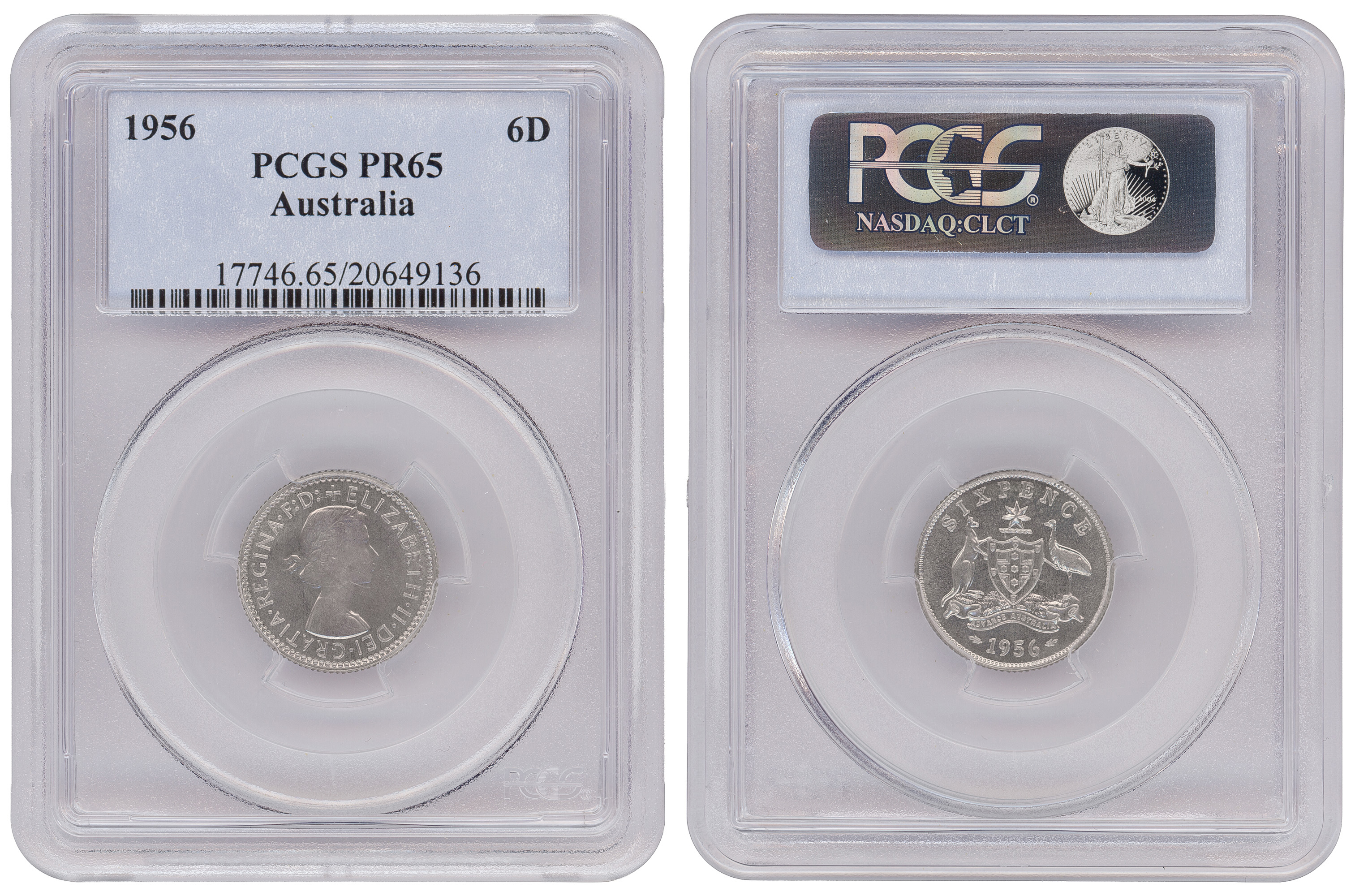 Elizabeth II, Sixpence, 1956(m), PCGS PR65
