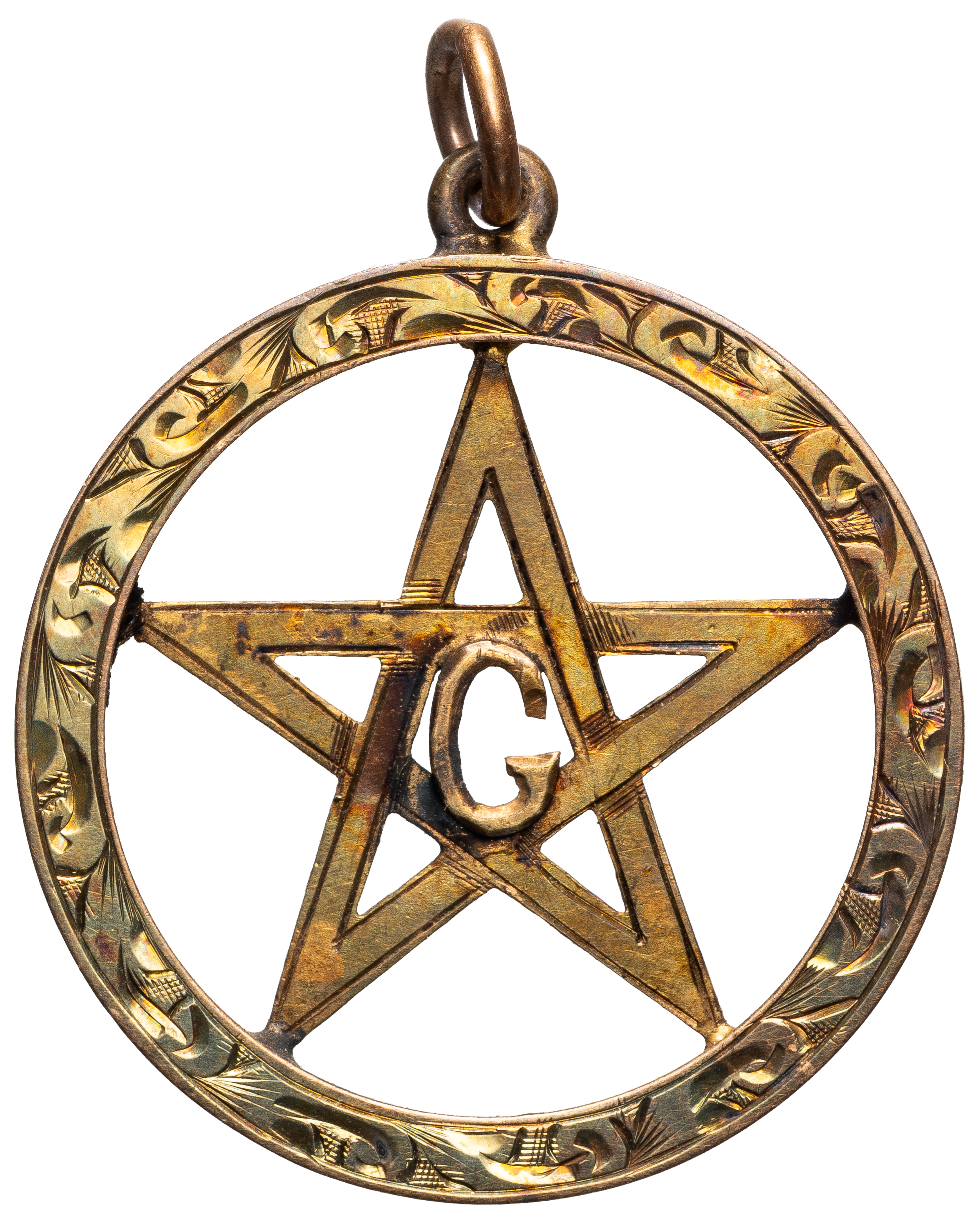 Flaming Star - Masonic, C. Early 1900S, gF