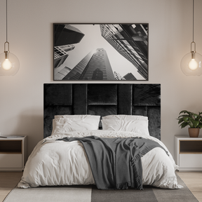 Multi-Panel Styled Headboard Velvet (Black) King