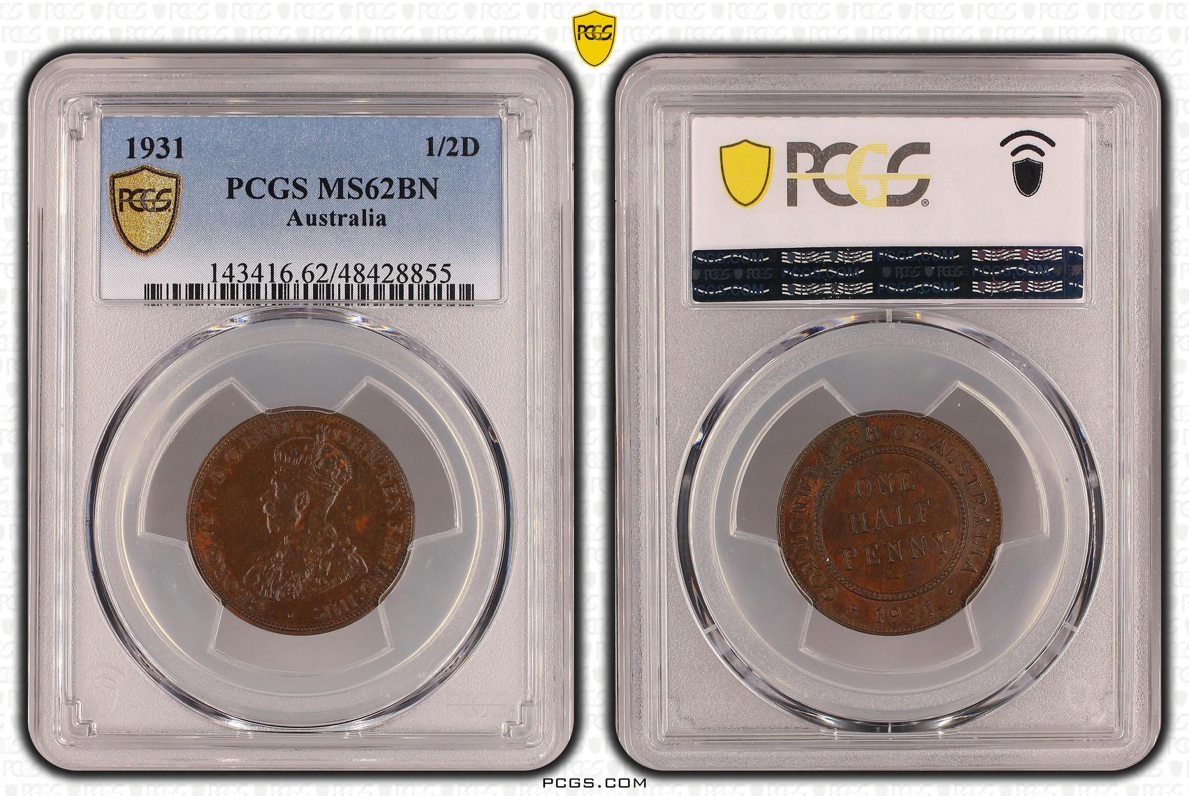 Halfpenny, 1931, PCGS MS 62BN