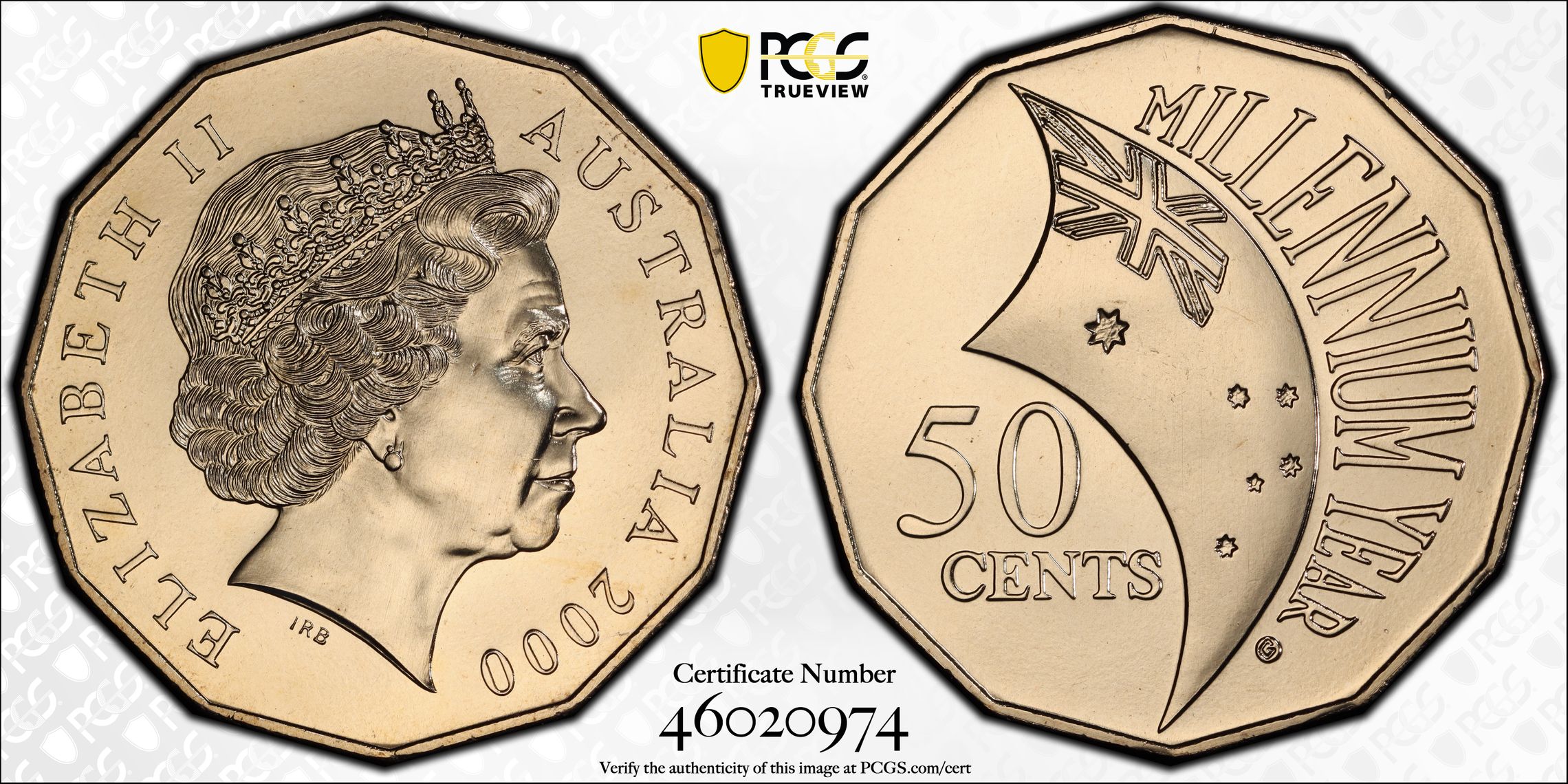 Millennium Relief Flag, Fifty Cent, 2000, PCGS MS68