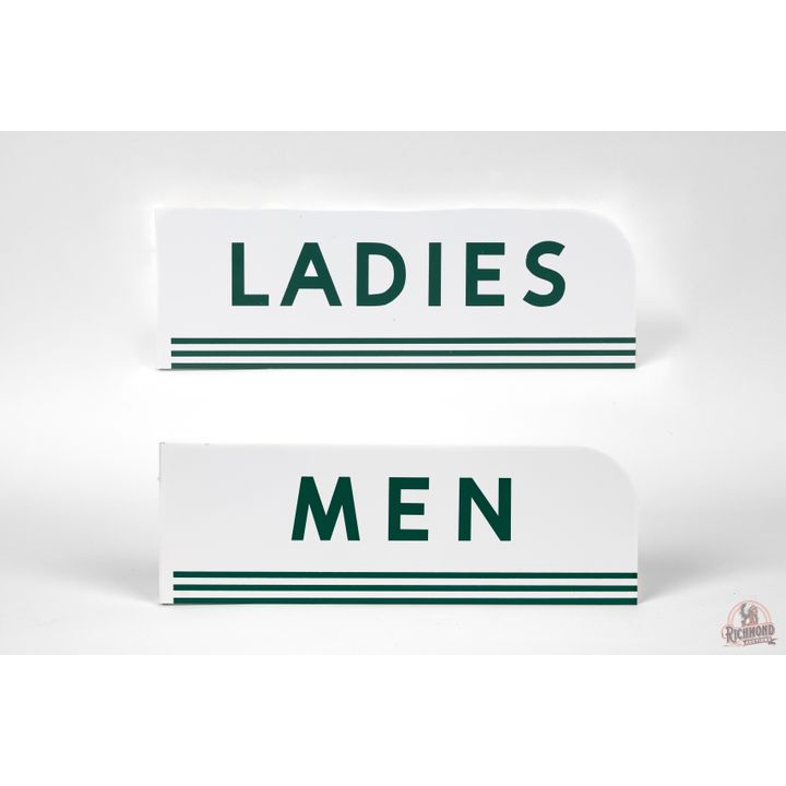 NOS Texaco Men & Ladies Metal Restroom Flange Signs TAC 9.75