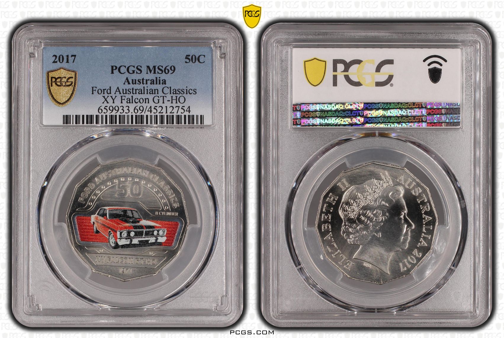 130 · Ford Australian Classics - XY Falcon GT-HO , Fifty Cent, 2017, PCGS MS69