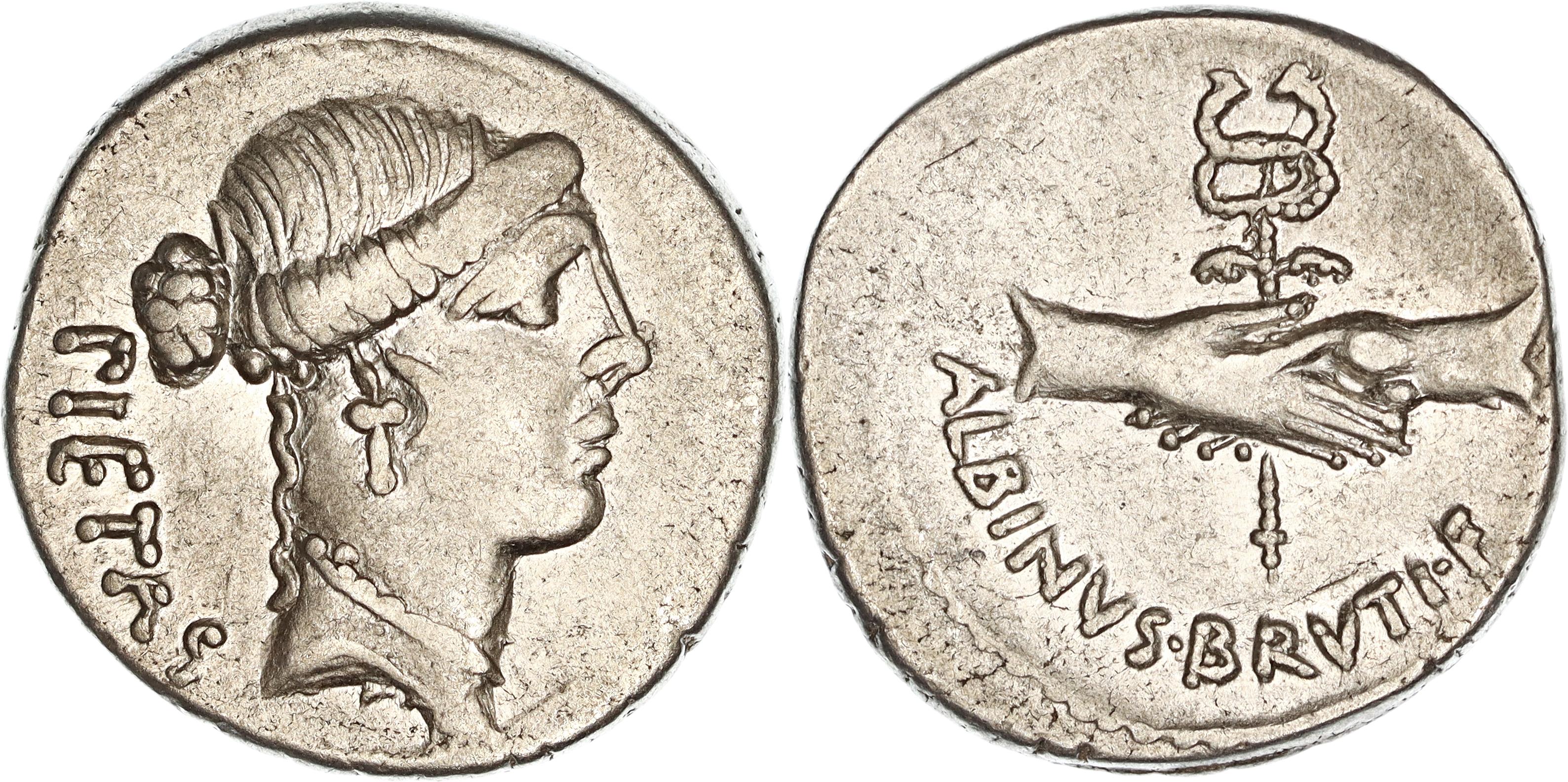 Roman Republic, Imperatorial Period, D. Junius Brutus Albinus, Silver Denarius, 48 BC, gF-nVF