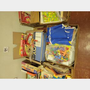 2 Boxes of educational activities, books and puzzles