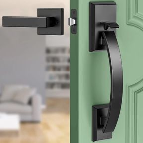 FLORESITA FRONT DOOR HANDLE BLACK ADJUSTABLE12.7IN HEAVY EXTERIOR ENTRY HANDLE REVERSIBLE