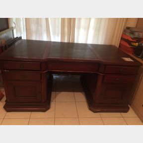Large Executive Desk with Leather Inlay