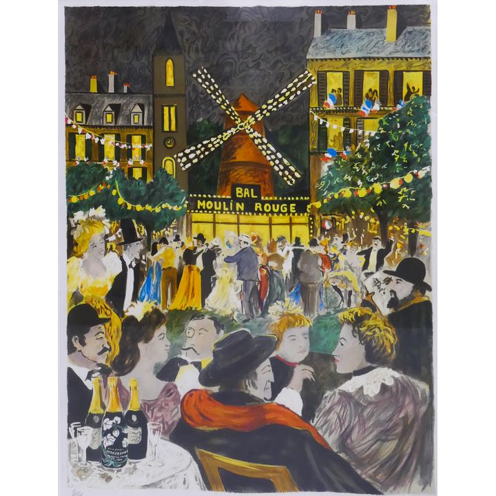 Guy Buffet 'Moulin Rouge' S/N Lithograph. Edition 9/500. Professionally framed. Images measures 31x23'' with overall dimensions of 30.5x29''