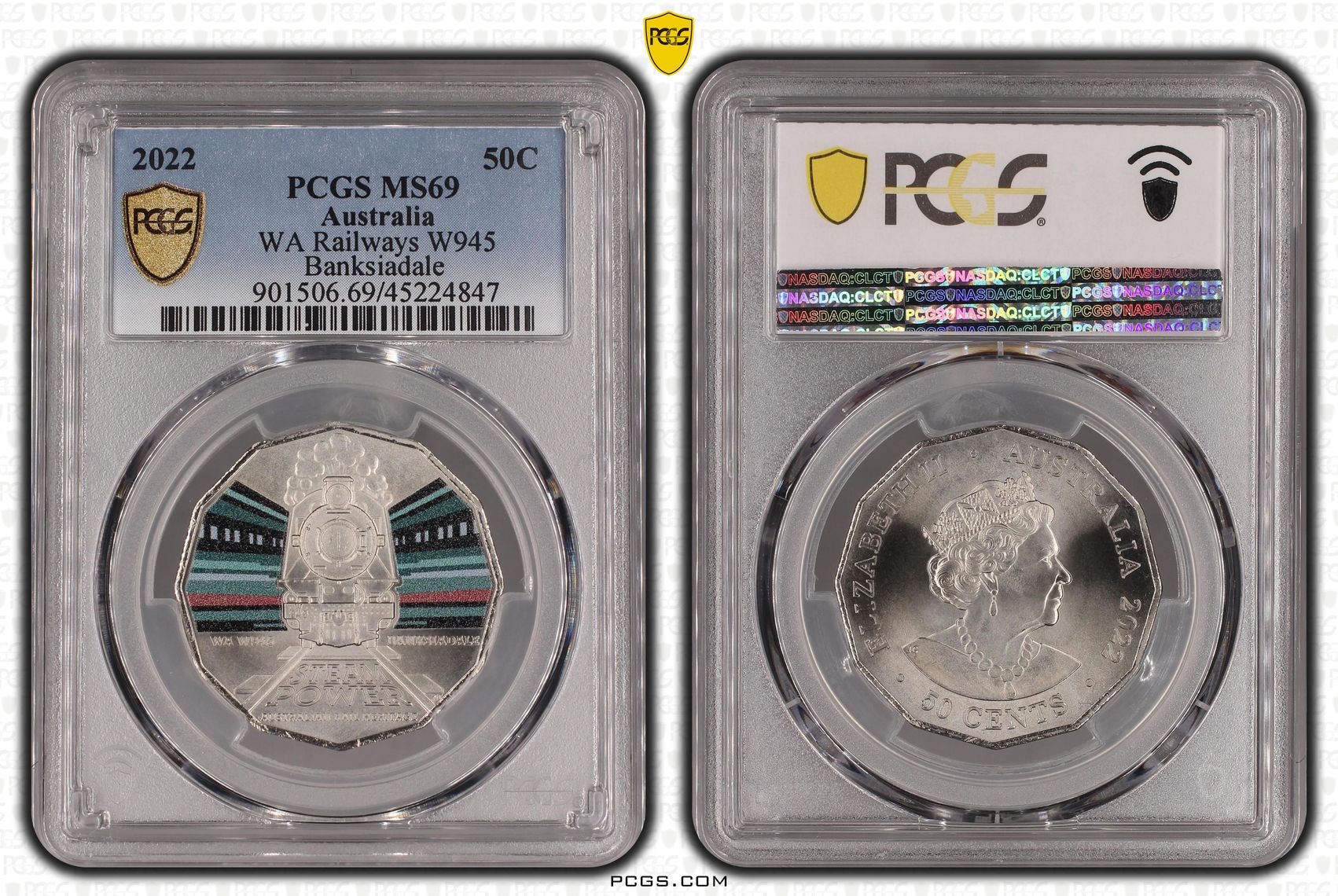 Elizabeth II, WA Railways, Fifty Cent, 2022, PCGS MS 69