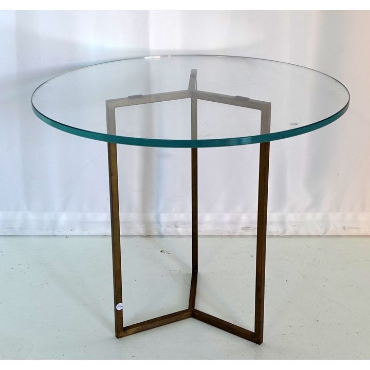 GLASS TOP BRASS LAMP TABLE