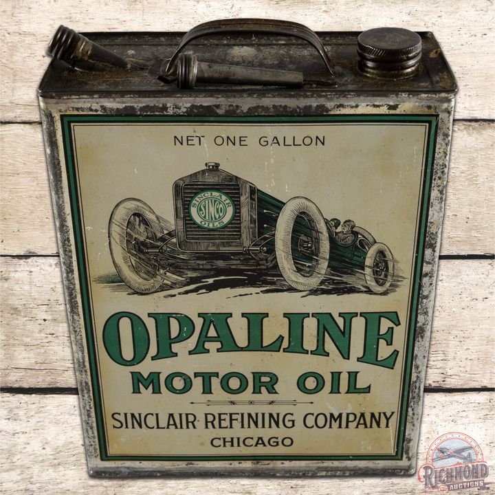 Sinclair Opaline Motor Oil 1 Gallon Can w/ Early Race Car