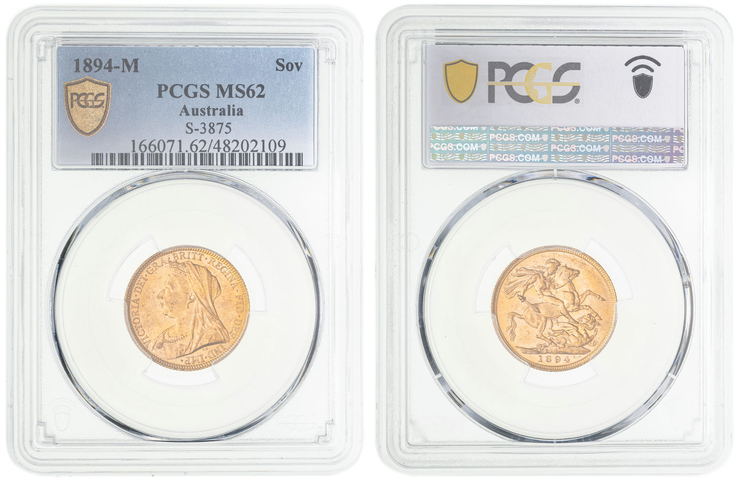 Victoria, St George Reverse, Sovereign, 1894-M, PCGS MS62