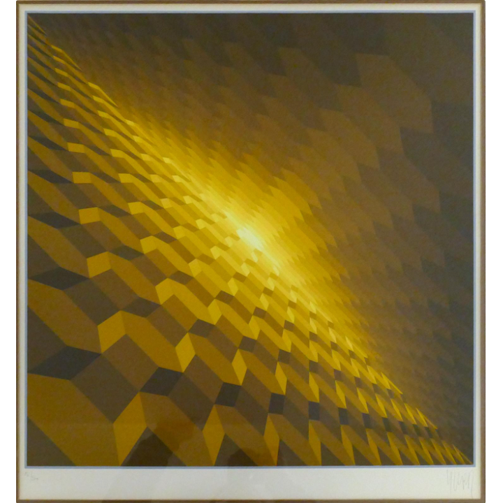 Jean Vasarely aka Yvaral ''Oblique'' (Yellow) S/N Serigraph