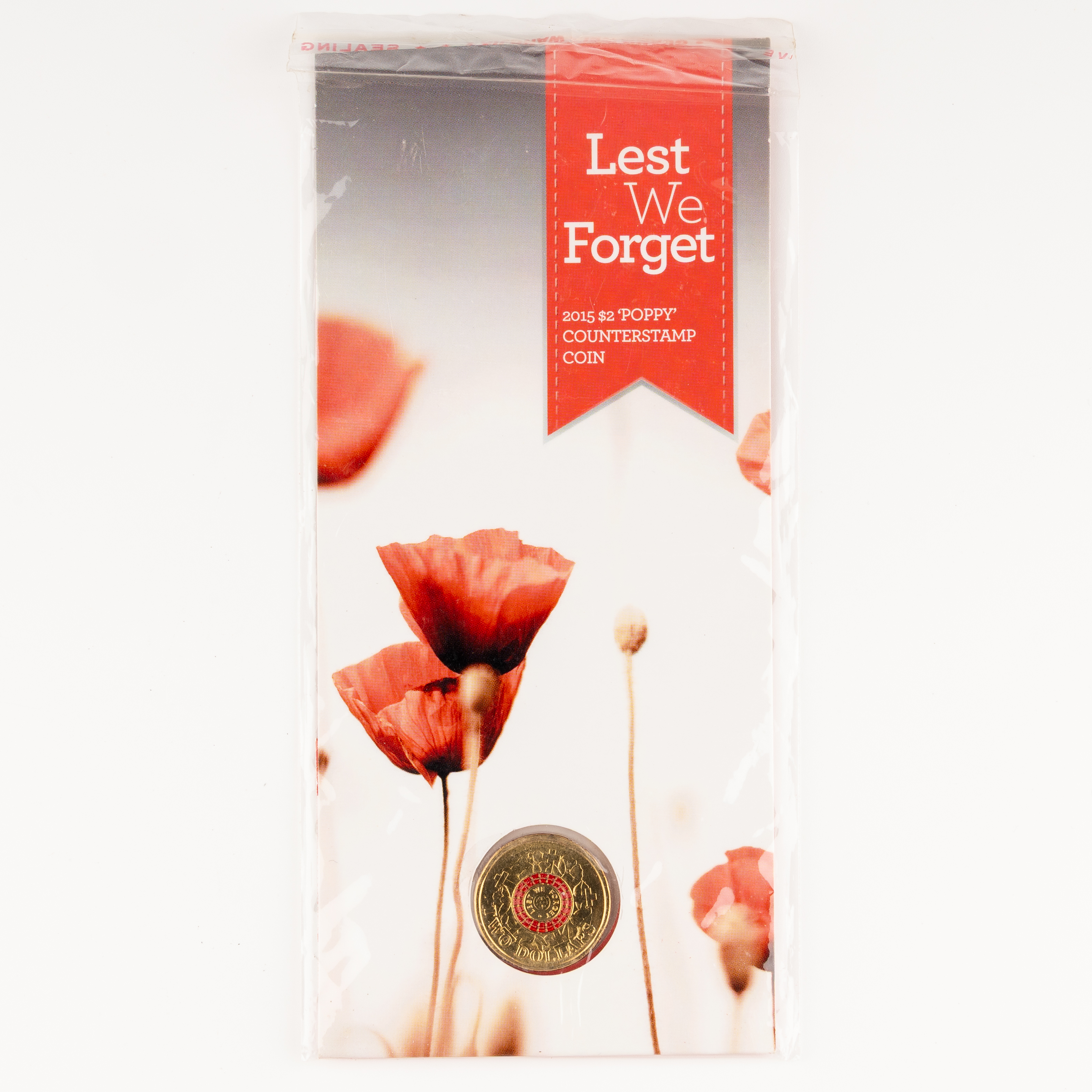 Elizabeth II, Lest We Forget Poppy Counterstamp, Two Dollars, 2015-Poppy, UNC