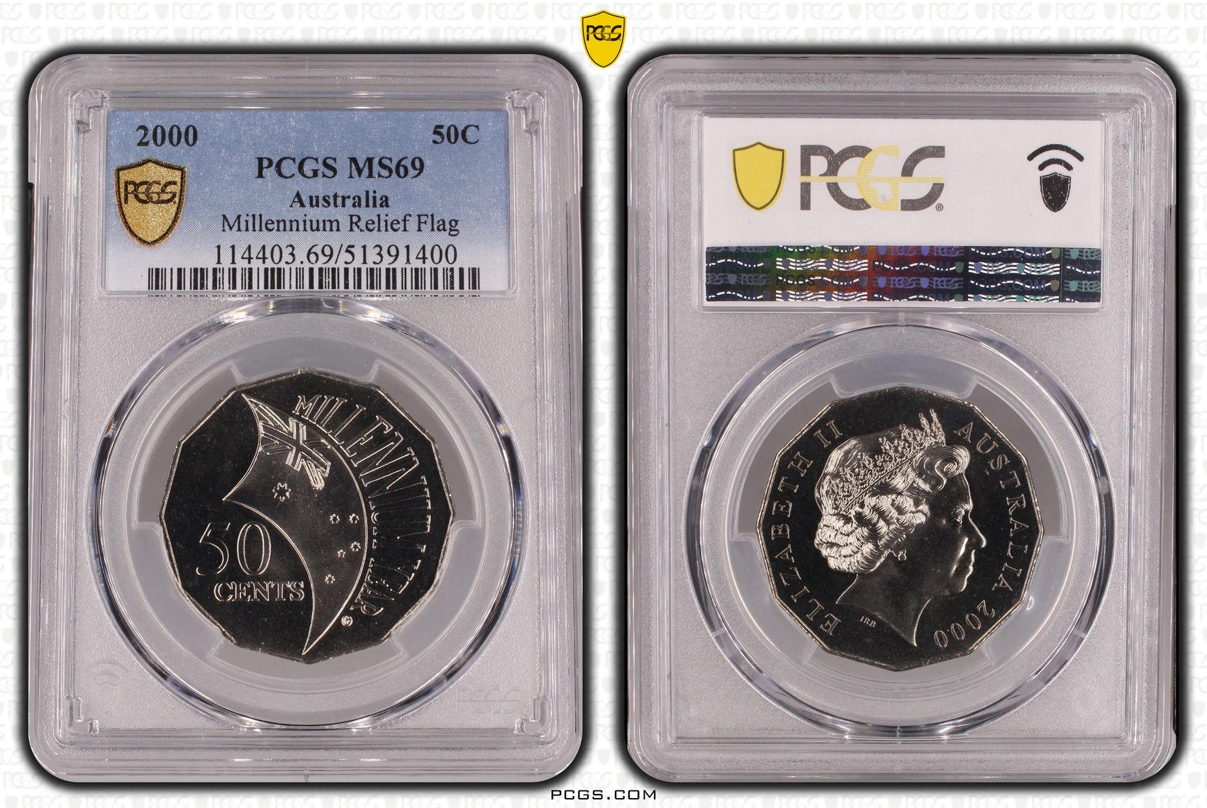 Millennium Relief Flag, POP 7/0, Fifty Cent, 2000, PCGS MS69