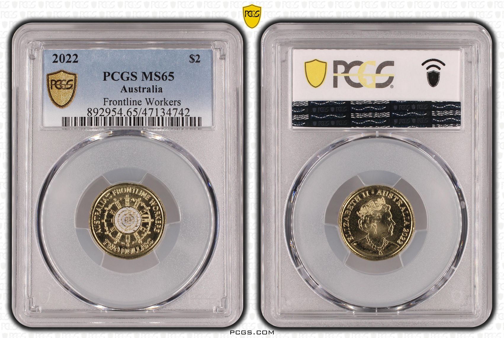 Elizabeth II, Frontline Workers, Two Dollar, 2022, PCGS MS65