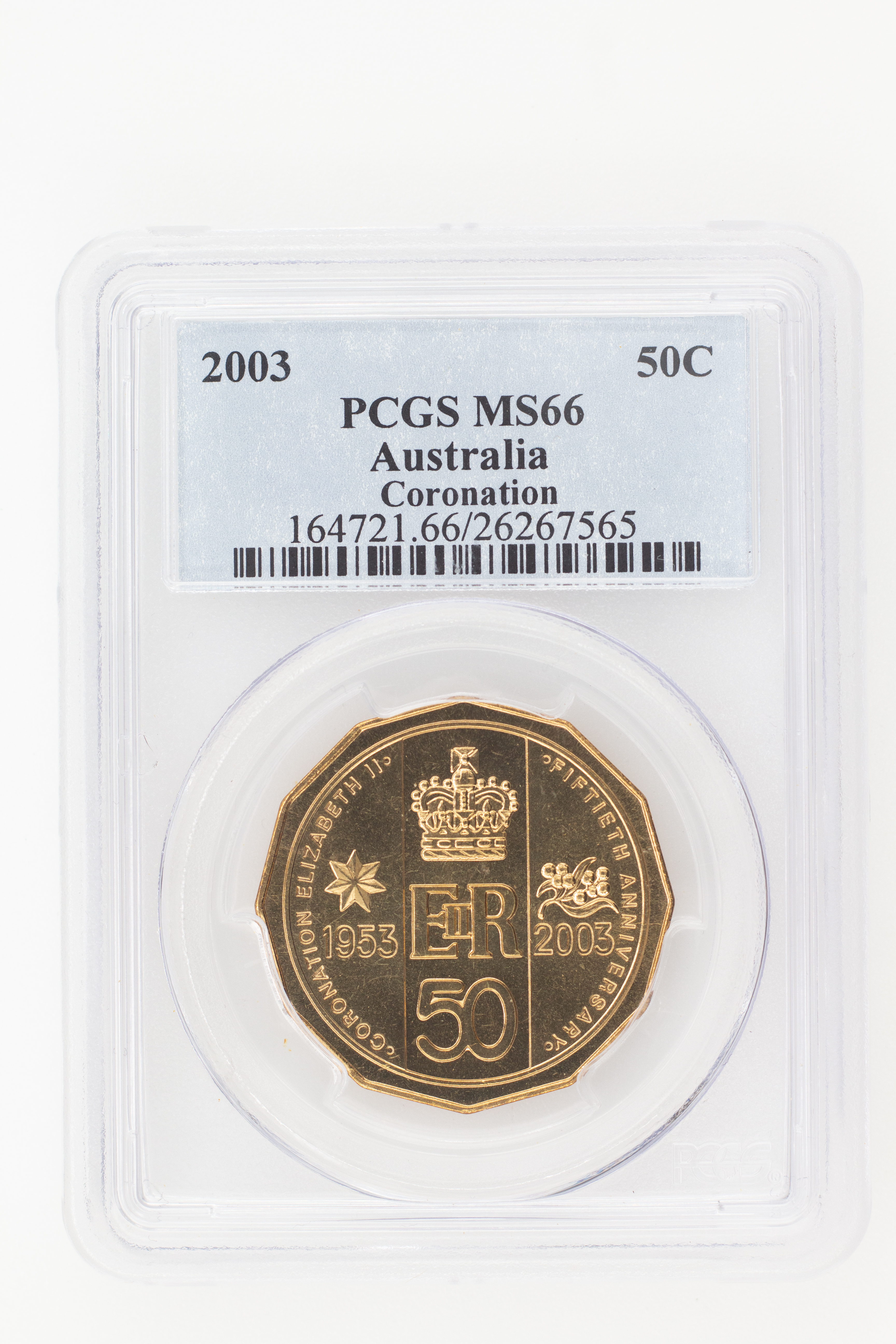 2003 Australia Fifty Cent, 50c Coronation PCGS - MS66 -565