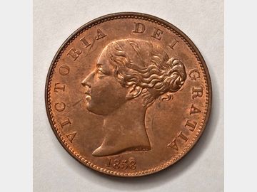 1858 VICTORIA YOUNG HEAD COPPER HALF PENNY