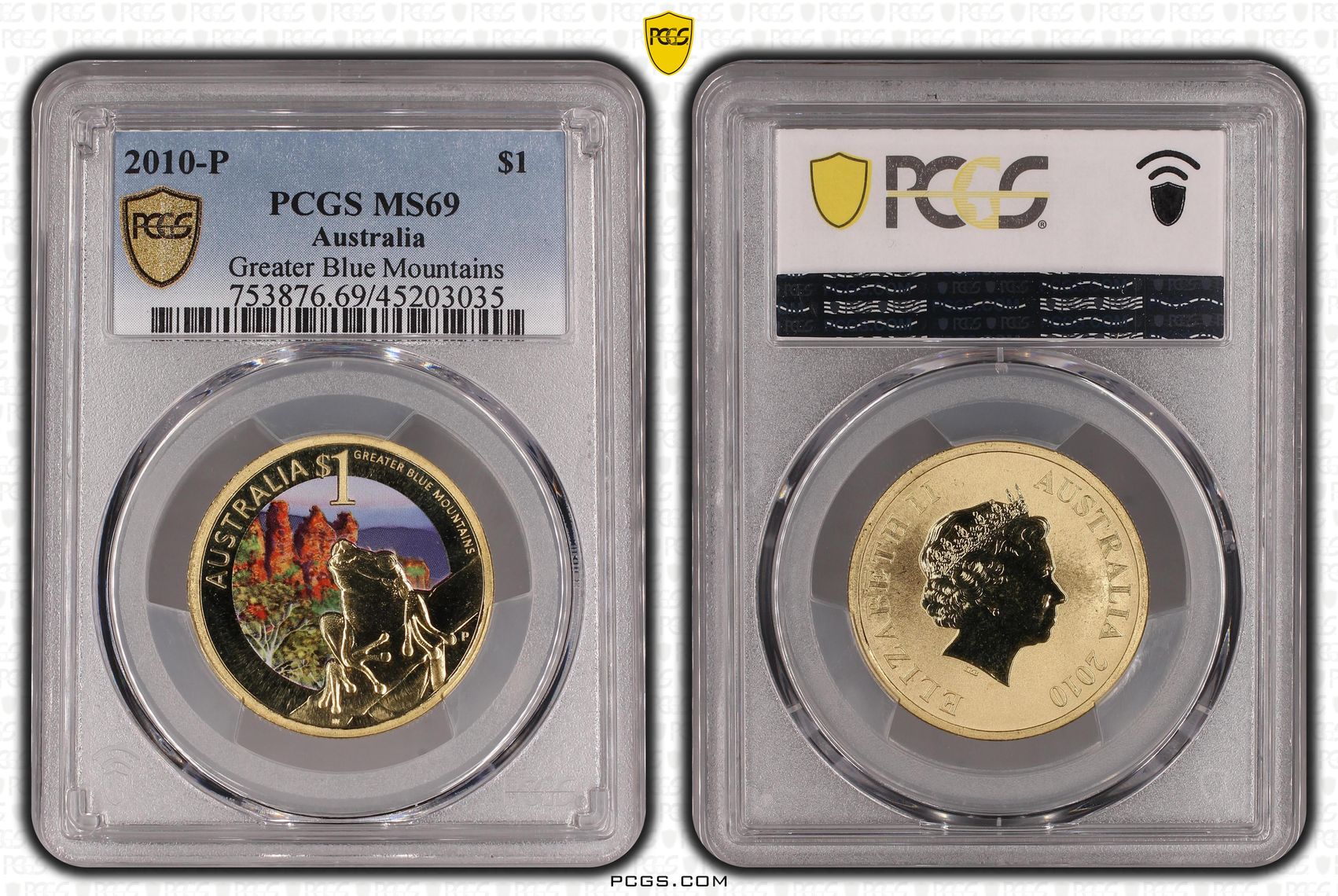 2010-P Australia One Dollar, $1 Greater Blue Mountains PCGS - MS69 POP 5/0 -035