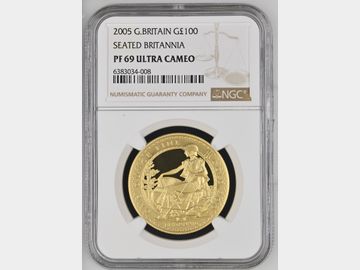 2005 PROOF 1oz GOLD BRITANNIA 100 POUND PF69 UCAM