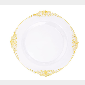 Elegant Transparent Gold Phoenix Rimmed Wedding Charger Plates - 11-Piece -Bar 9902192142555- 51745/20985