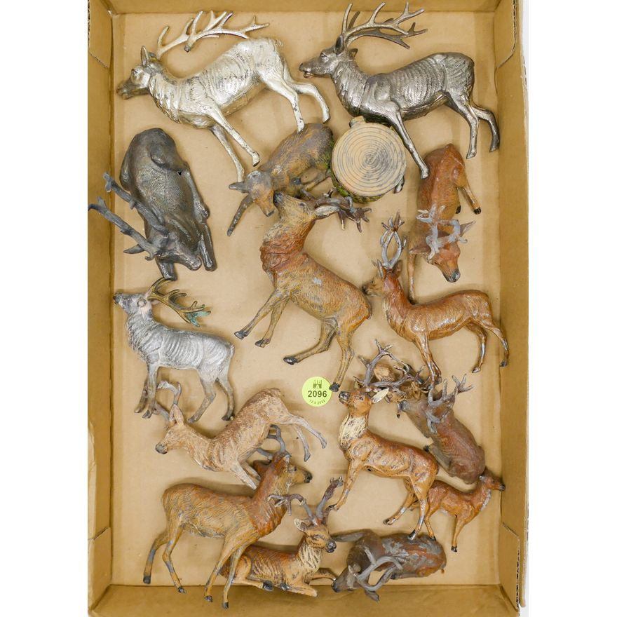 Box Old Metal Reindeer Toy Figures