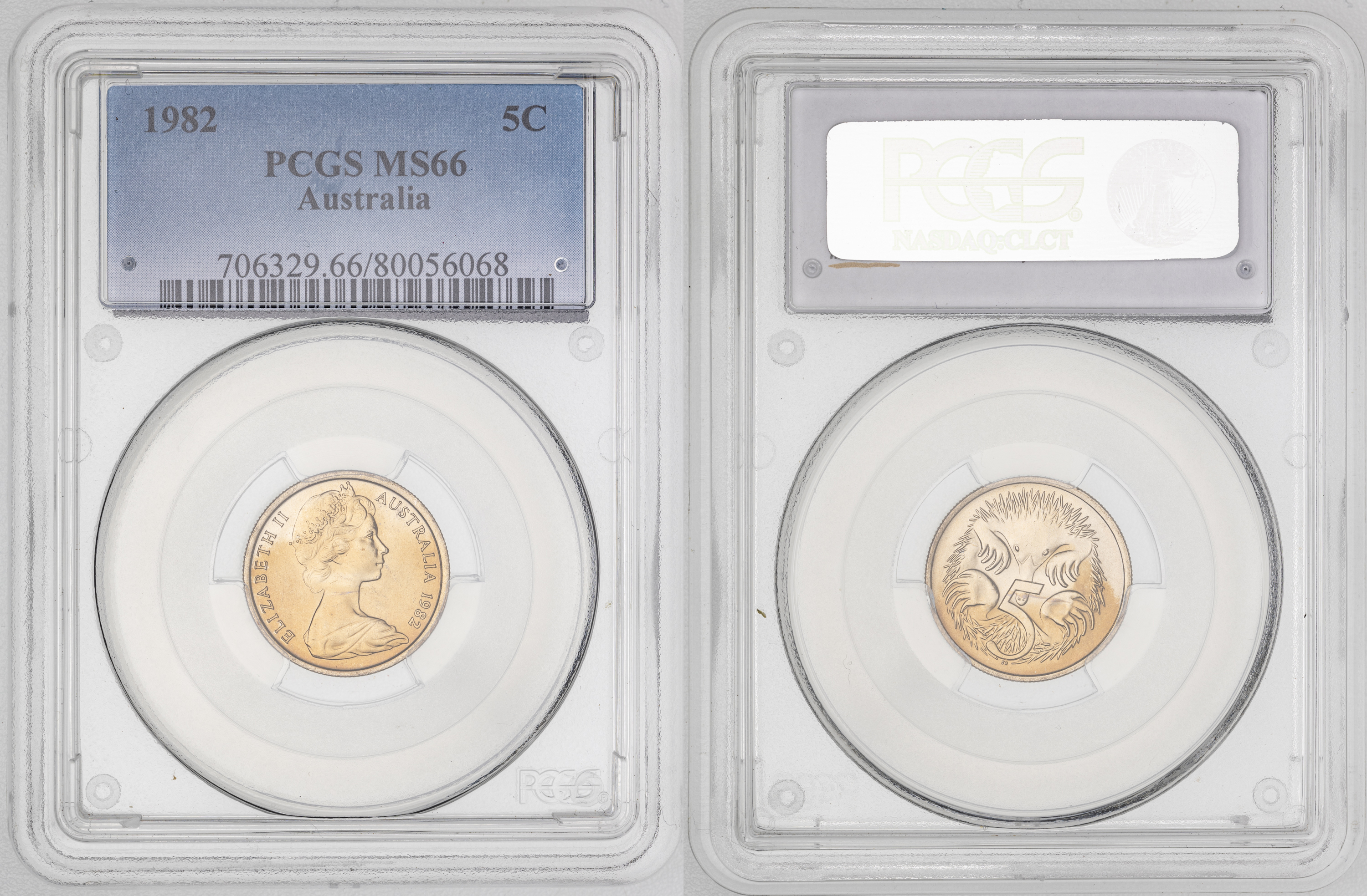 153 · Elizabeth II, Five Cent, 1982, PCGS MS66